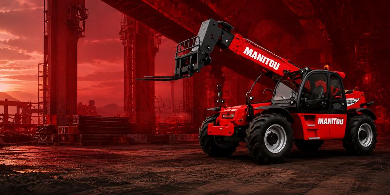 İzmir'de şantiyede malzeme kaldıran Manitou
